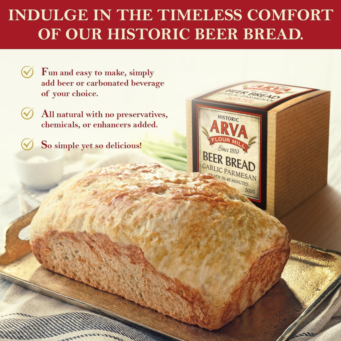 5 Savoury Twists using Arva Flour Mills Garlic Parmesan Beer Bread Mix
